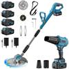 Purova Decespugliatore a batteria con batteria da 16,0 Ah, tagliabordi da 21 V con 4 batterie da 4,0 Ah, motore senza spazzole da 1000 W, soffiatore senza fili da 65 m/s, per prato, foglie, erbacce (set per