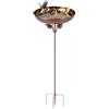 QWORK® Abbeveratoio per uccelli in metallo da 30 cm con base a 5 punte, mangiatoia per uccelli in ferro resistente alle intemperie per giardino e patio, bronzo anticato, altezza 80 cm