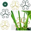 Infinity & Breathe Set di 5 supporti per piante in metallo per fiori, rose e pomodori; supporti robusti e semplici per piante d'appartamento, piante perenni e ortensie (oro + verde)
