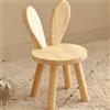 FARYODI Sedia per bambini in legno, 45 x Ø 26 cm, in legno massiccio, per bambini, pouf con orecchie di coniglio, schienale, asilo, cameretta dei bambini