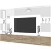 B BELINI GROUP Belini Milano 3 Parete Attrezzata Mobile TV 300cm Bianco/Rovere Sonoma