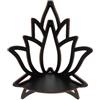 FOMIYES Mensole Angolari Parete Legno Nero, Scaffali Galleggianti Decorativi | Design Lotus Elegante, Portacandele e Oggetti, Scultura Intagliata per Casa