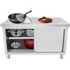 GGbaony Armadio da lavoro in acciaio inox, a 3 ripiani, 120 x 50 x 86 cm, con ante scorrevoli (120 x 50 x 86 cm)