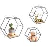 JUDEMII Hexagon - Set di 3 scaffali da parete in metallo, per soggiorno, camera da letto, bagno, corridoio, caffetteria, appartamento (nero)