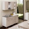 Linea Azzurra Cucina Completa Componibile in Legno Made in Italy con 1x Sottolavello, 1x Lavello con Vasca a Destra, 1x Miscelatore, 1x Cassettiera, 1x Base, 1x Colapiatto e 1x Pensile (Olmo)
