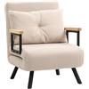 HOMCOM Divano letto da 1 posto, divano letto pieghevole, rivestito in pelle con schienale regolabile a 5 livelli e cuscino imbottito per ufficio camera da letto, soggiorno, 63 x 73 x 81 cm, beige