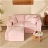 Litbird Divano Angolare Modulare 2 Posti 190 cm, 3 Moduli, Ciniglia, Rosa