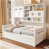Soweiz Letto per bambini, divano letto in legno, 90 x 200 cm, contenitore multifunzione, letto idraulico, letto singolo, letto per ragazzi, telaio del letto (senza materasso) (bianco)