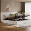 Lekvvied Letto imbottito 180 x 200 cm, letto matrimoniale con contenitore, letto regolabile idraulicamente, rete a doghe, testiera imbottita, beige, bouclé