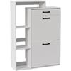 EORMM Scarpiera bianca moderna salvaspazio slim 80×24,5×109 cm - 3 ripiani regolabili + cassetto, perfetta per ingressi stretti, profondità 24,5 cm, kit antiribaltamento, facile da montare