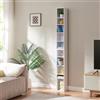 [en.casa] Scaffale a Colonna con 10 Scomparti per CD DVD e Oggetti Decorativi Mobile Alto Salvaspazio con Ripiani Regolabili in Altezza 187 x 20 x 17 cm Bianco