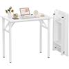 Lvhecforhm Scrivania Pieghevole, Tavolo da Scrivania Pieghevole per PC, Bianco Tavolo Pieghevole da Tavolo, Scrivania Ufficio Piccola, Tavolo da Lavoro, Postazione 80x50x76cm