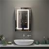 Luxstein Armadietto a specchio da bagno con illuminazione a LED, 3 colori chiari 6000 K, antiappannamento, montaggio a parete, con presa di corrente, salvaspazio, moderno mobile da bagno, 40 x 60 cm