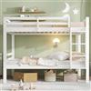 Lekvvied Letto a castello per bambini 90x200 cm,Può essere separato in due lettini singoli,letto per bambini con scala angolare a tre gradini,struttura letto matrimoniale in pino,bianco