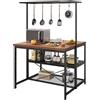 Salutmeuble Grande supporto da cucina, supporto per forno a microonde, ripiano portaoggetti da cucina a 3 livelli, 5 ganci, tavolino in metallo per sala da pranzo o soggiorno, 106 x 71 x 183 cm
