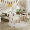 VitaliSpa Letto a pavimento Minno 90x200, letto bambini in metallo, letto Montessori con protezione anticaduta, bassa altezza d'ingresso, greige