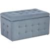 Beliani Pouf Cassapanca Imbottito in Velluto Grigio Stile Chesterfield