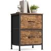 SONGMICS Comodino con 2 cassetti in tessuto non tessuto, acciaio, MDF, per camera da letto, tavolino rustico, marrone e nero inchiostro, LGS312BH04
