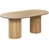 Beliani Tavolo da pranzo rustico da cucina Piano ovale Gambe in legno di gomma 180 x 100 cm Legno chiaro