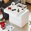 Vlsrka Comodino con Cassetto Nascosto (1, Bianco Lucido)