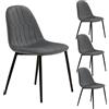 YOUDENOVA Set di 4 Sedie da Pranzo in Velluto Ergonomiche, Grigio Scuro