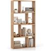 COSTWAY Libreria Geometrica a 4 Ripiani, Organizzatore Moderno con 8 Cubi, Mensola Espositiva a Pavimento, Mobile di Stoccaggio in Legno per Soggiorno Camera da Letto Studio, 60x20x120 cm (Naturale)