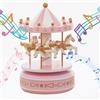 MINGZE Carousel Music Box Carosello Vintage Squisito Artigianato Compleanno Regali di Natale Home Decor Regalo per Ragazze Bambini (Star-Pink)