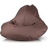 Ecopuf Frog - Pouf a pera, cuscino morbido per poltrona con imbottitura - Per la casa e l'esterno - Bambini e Adulti - Poliestere durevole e resistente alle macchie - 120x80 cm - Marrone scuro Nc15