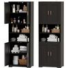 BEWISHOME Mobile Alto da Bagno,rredo Bagno, Mobiletto Bagno Salvaspazio, | Mobiletto Portaoggetti con Spazio Aperto, per Sala da Pranzo, Salotto, Soggiorno, Cucina 30x60x170cm Nero EYYG09B