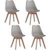 GrandCA HOME Set di 4 Sedie da Pranzo con Gamba in Faggio Massello, Design Retrò, Sedia Imbottita, Sedia da Cucina, in Legno,Cachi-QNG