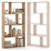 HOMASIS Libreria da Parete a 4 Ripiani, Libreria Scaffale con Piedini Antiscivolo e Dispositivo Antiribaltamento, Stile Scandinavo, Mobile Portaoggetti per Soggiorno, 60 x 20 x 120 cm (Naturale)
