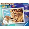 Ravensburger - CreArt Kids 18x24 cm - Numero artistico - Leone e il suo bambino - Kit Paint by numbers - A partire dai 7 anni - 25968