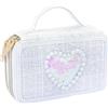Girabrilla Astuccio Tweed Bianco, 3 Scomparti con Pennarelli e Matite Colorate