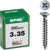 Spax, 1081010300353, Vite universale, 3,0 x 35 mm, 200 pezzi, testa svasata, Croce recesso Z, filo pieno, zincato vuoto A2J