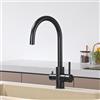 CECIPA Rubinetto Cucina Nero, Rubinetto Filtro Acqua 3 Vie, con 2 Maniglie