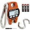 Vexnaro Bilancia Digitale a Gancio 300 Kg 100 g Precisione, Bilancia Sospesa con Display LCD e Sensore Elettronico, Dinamometro Portatile per Pesca Caccia Bagagli e Uso Industriale Arancione
