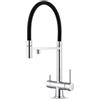Ari Rubinetto da cucina a 3 vie HighFlex con doccetta estraibile, cavo separato per filtro dell'acqua, beccuccio girevole a 360°, corpo in ottone, montaggio monoforo, cromato