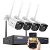 ANNKE Kit Videosorveglianza WiFi 3MP, NVR 10CH 5MP e 4 Telecamere Wireless, Supporta Visione Notturna IR, Audio a 2 Vie, Rilevamento di Persone/Veicoli,Compatibile con Alexa，NO HDD