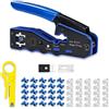 6COMGIGA Set di pinze crimpatrici RJ45 All-in-One per connettori modulari Cat5e/6/6a 8P8C, con mini pinza spellafili, 50 connettori e coperture CAT6
