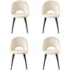 GrandCA HOME Set di 4 Sedie da Pranzo Moderne, in Velluto Olandese Delicato Sulla Pelle con Gambe in Metallo, Adatte per Sale da Pranzo, Soggiorni e Camere da Letto - Beige