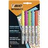BIC Pennarelli Indelebili Colorati, Intensity Permanent Markers, Colori Assortiti, Confezione da 5, Fornitura Cancelleria Scuola
