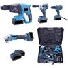Generico Kit 4 in 1 Trapano Avvitatore con Percussione + Flex Smerigliatrice Angolare + Svitabulloni Avvitatore impulsi + Martello Tassellatore SDS-PLUS Due Batterie da 72V Motore Brushless e Valigetta