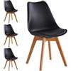 Shally Dogan Set 4 Sedie per Sala da Pranzo con Piedi in Legno e Seduta con Morbida Imbottitura, Sedia Design Nordico, Poltrona Stile Scandinavo Ideale per Cameretta, Cucina, Ufficio (Nero)