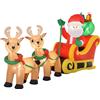 HOMCOM Babbo Natale Gonfiabile con Slitta e 2 Renne, Addobbi di Natale in Tessuto Poliestere Impermeabile con Luci a LED 240x57x112cm|Aosom