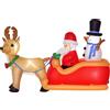 HOMCOM Babbo Natale Gonfiabile con Slitta, Renna, Pupazzo di Neve e Luci LED, Decorazione Natalizia da Esterno, 200x80x128cm