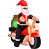 HOMCOM Babbo Natale Gonfiabile su Motocicletta 165cm con Luci LED Integrate, Decorazione Natalizia da Esterno