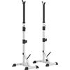 HOMCOM Set 2 Supporti Bilanciere in Acciaio con 3 Ganci, Altezza Regolabile e Portata 200kg, Argento e Nero