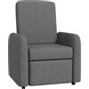HOMCOM Poltrona Reclinabile 115° max con Poggiapiedi e 4 Ruote, in Poliestere e Legno, 76x78.5x102 cm, Grigio