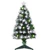 HOMCOM 90cm Albero di natale artificiale, rami 90 con luce a LED fibre ottiche, base pieghevole rimovibile, verde|Aosom