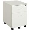 Vinsetto Cassettiera Ufficio Per Scrivania in Legno, 2 Cassetti, Serratura con 2 Chiavi, Bianco, 40x45x55.6cm| Aosom Italy